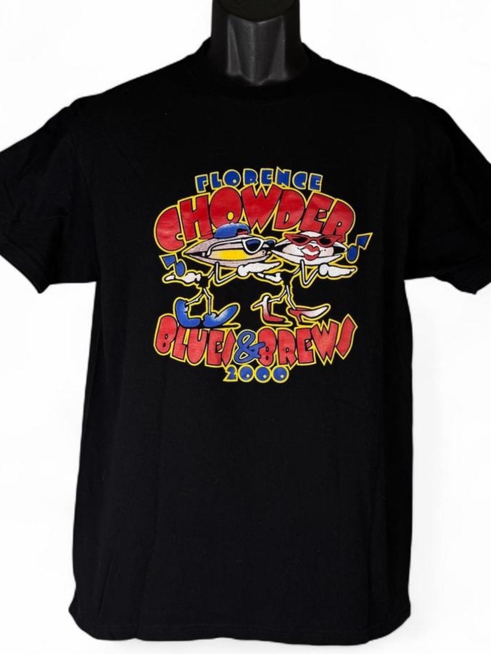 Vintage Florence OR Chowder Blues & Brews Fest 2000 Rockabilly Black Tee Sz M